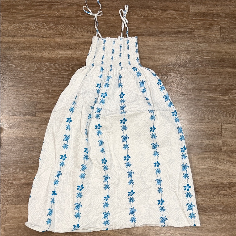 White and Blue Floral Sundress